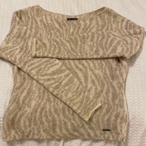 Beige print Abercrombie wide crew neck sweater